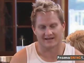Swinger dude feels so horny seeing his busty wife fucking
